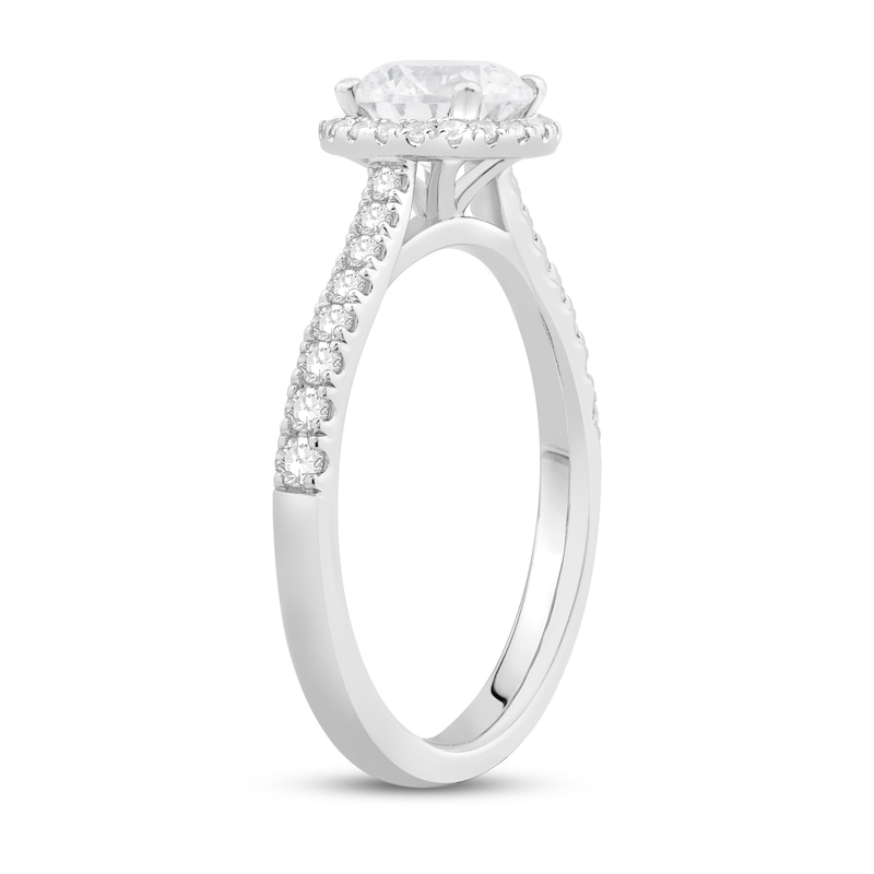 GIA Diamond Engagement Ring 1-1/4 ct tw Round-cut White Gold Plated