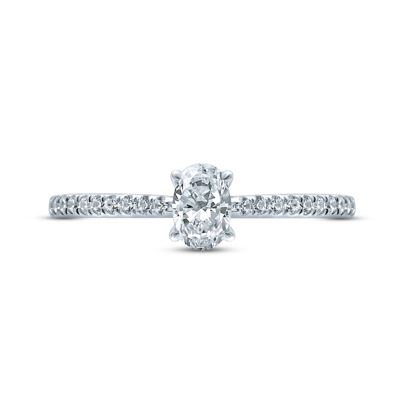 Monique Lhuillier Bliss Diamond Engagement Ring 5/8 ct tw Oval & Round-Cut White Gold Plated