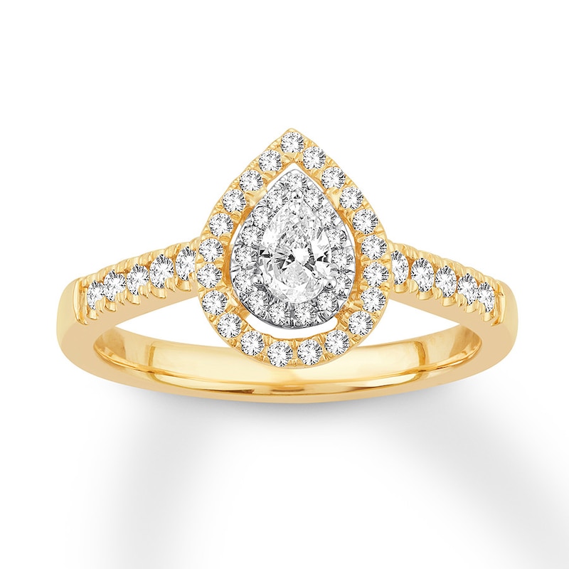 Pear-Shaped Diamond Engagement Ring 1/2 ct tw Yellow Gold Plated