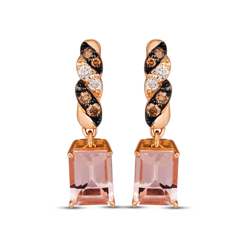 Le Vian Morganite Drop Earrings 1/6 ct tw Diamonds Strawberry Gold Plated