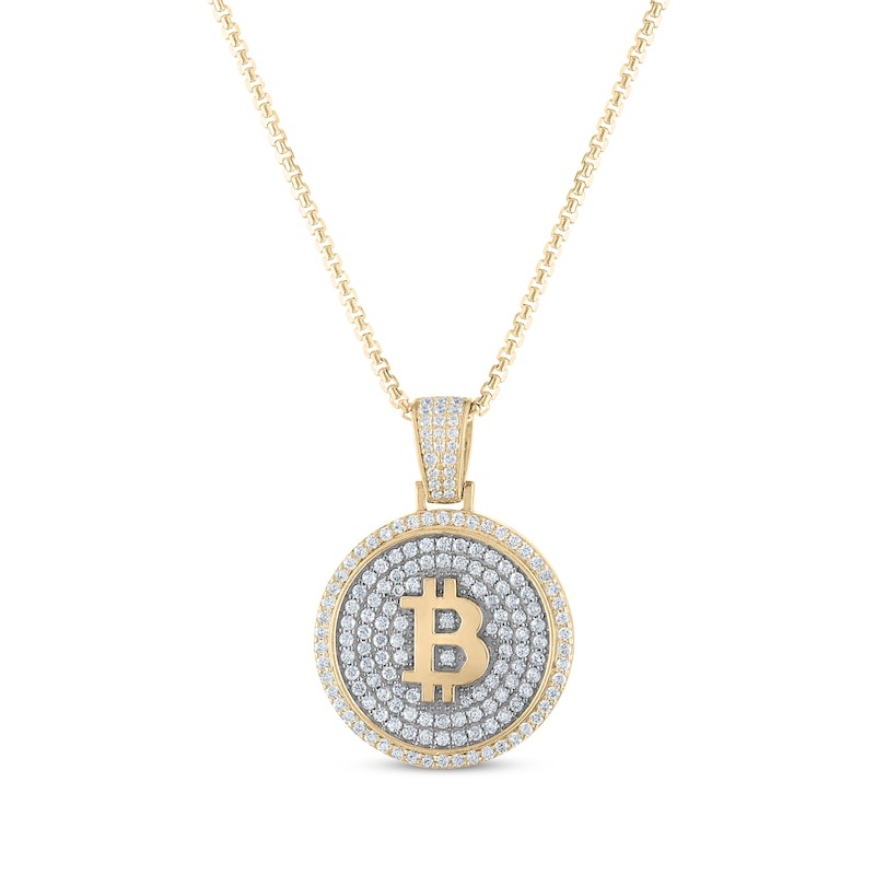 Men's Diamond "B" Medallion Necklace 2-1/10 ct tw Yellow Gold Plated 22"