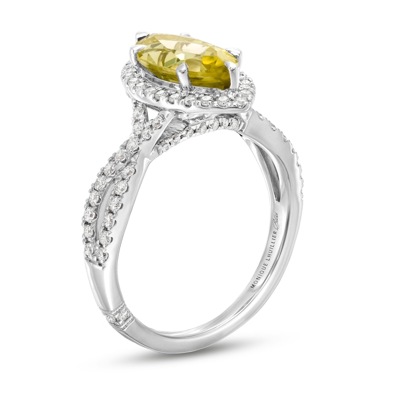 Monique Lhuillier Bliss Marquise-Cut Yellow Quartz & Diamond Engagement Ring 1/2 ct tw White Gold Plated