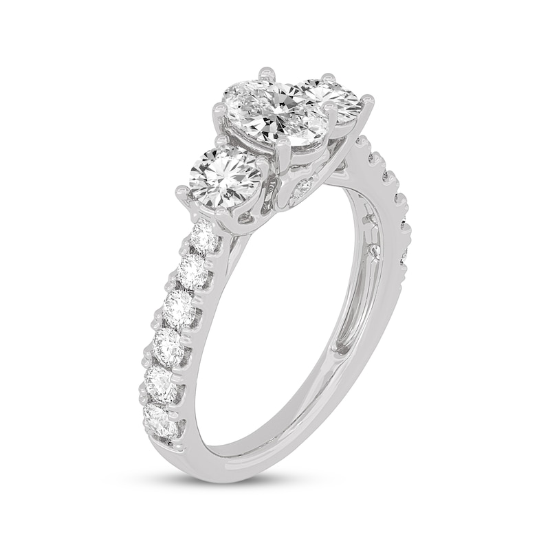 Oval & Round-Cut Three-Stone Diamond Engagement Ring 2 ct tw White Gold Plated