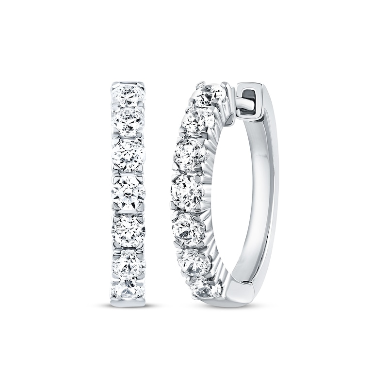 THE LEO Diamond Hoop Earrings 7/8 ct tw Diamonds White Gold Plated