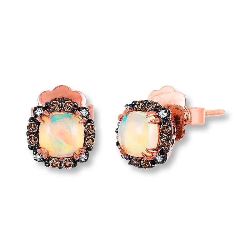 Le Vian Opal Earrings 1/8 ct tw Diamonds Strawberry Gold Plated