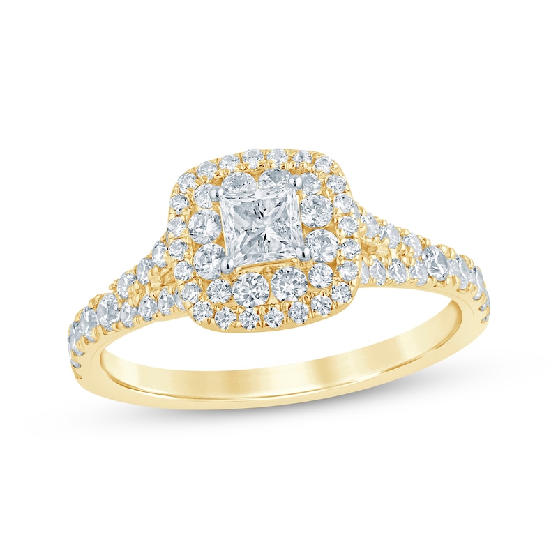 Princess-Cut Diamond Engagement Ring 1 ct tw Yellow Gold Plated