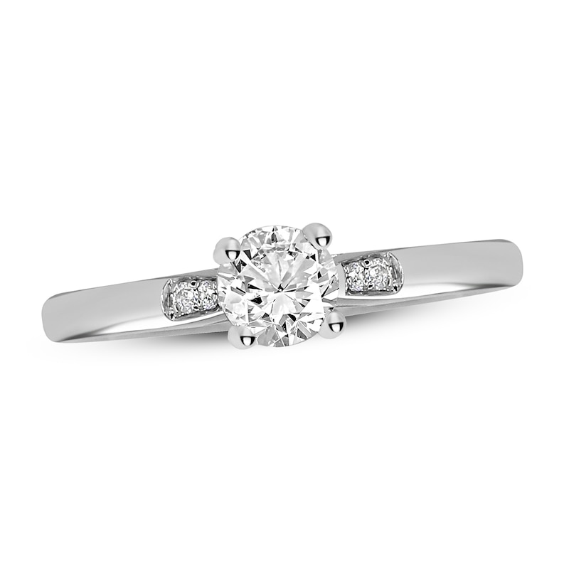 Diamond Engagement Ring 1/3 ct tw Round-cut White Gold Plated