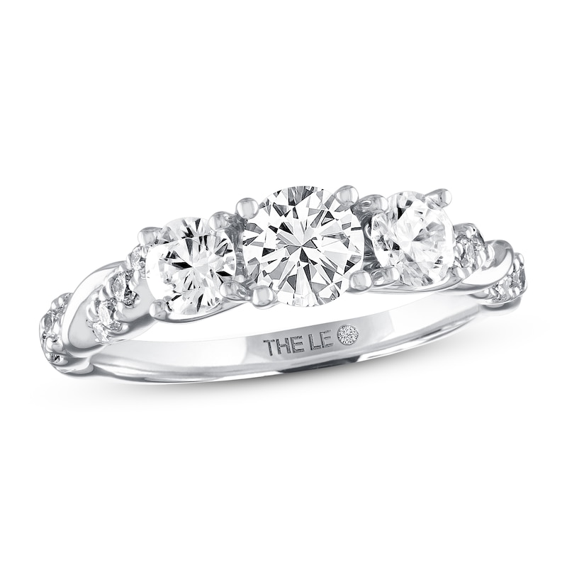 THE LEO Diamond Three-Stone Engagement Ring 1-1/8 ct tw Round-cut White Gold Plated