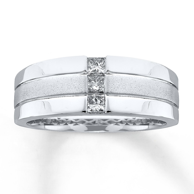 Men's Square-cut Diamond Ring 1/3 ct tw White Gold Plated