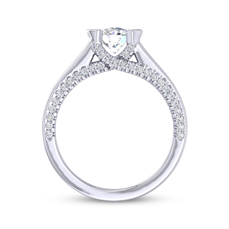 Round-Cut Diamond Solitaire Hidden Detail Engagement Ring 3/4 ct tw White Gold Plated