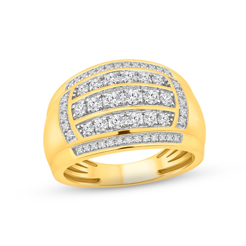 Men's Diamond Ring 1 ct tw Round-cut Yellow Gold Plated