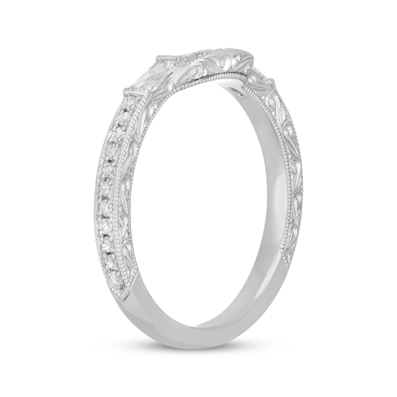 Neil Lane Baguette and Round-Cut Diamond Wedding Band 1/3 ct tw White Gold Plated