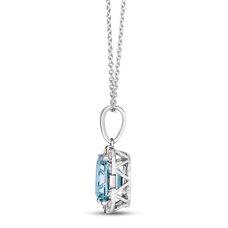 Le Vian Aquamarine Necklace 1/6 ct tw Diamonds Vanilla Gold Plated 18"