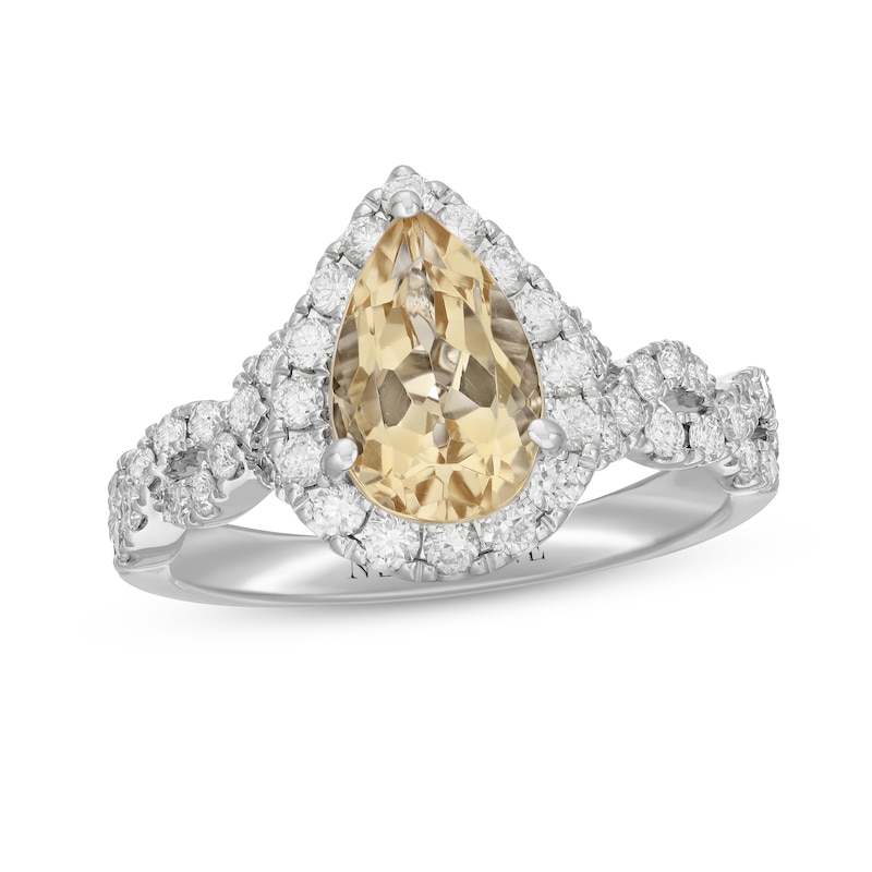 Neil Lane Citrine & Diamond Engagement Ring 3/4 ct tw Round-cut White Gold Plated