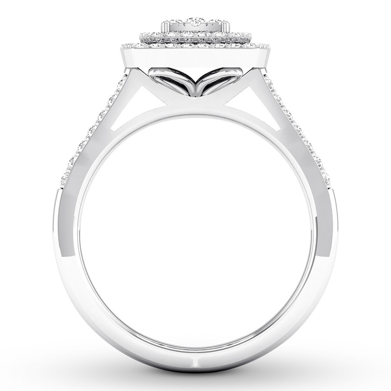 Diamond Engagement Ring 1/2 ct tw Round-cut White Gold Plated