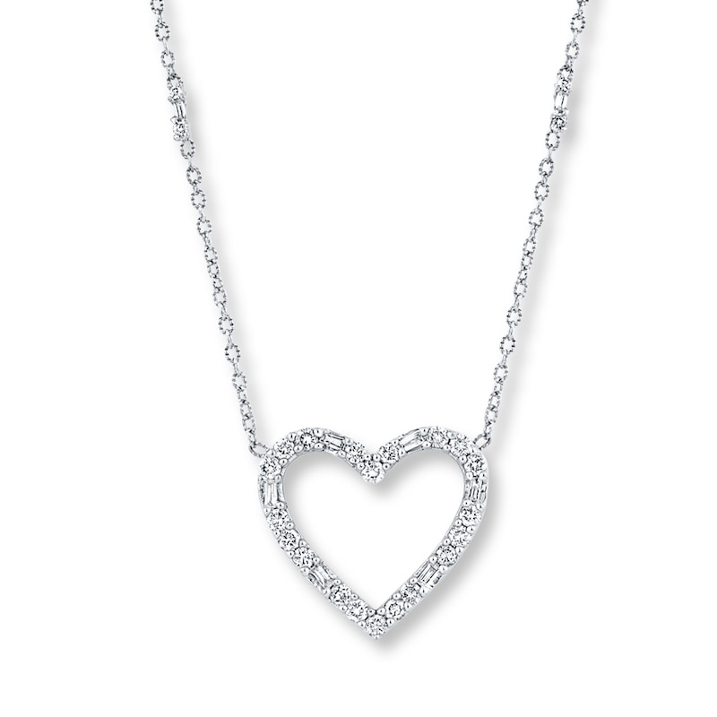 Heart Necklace 1/2 ct tw Diamonds White Gold Plated