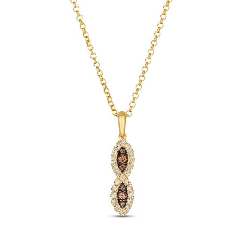 Le Vian Chocolate Waterfall Diamond Necklace 1/4 ct tw Honey Gold Plated 19”