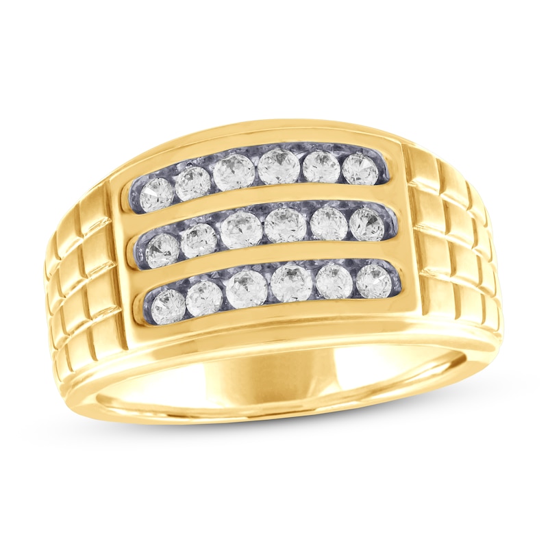 Men's Diamond Wedding Band 3/4 ct tw Yellow Gold Plated