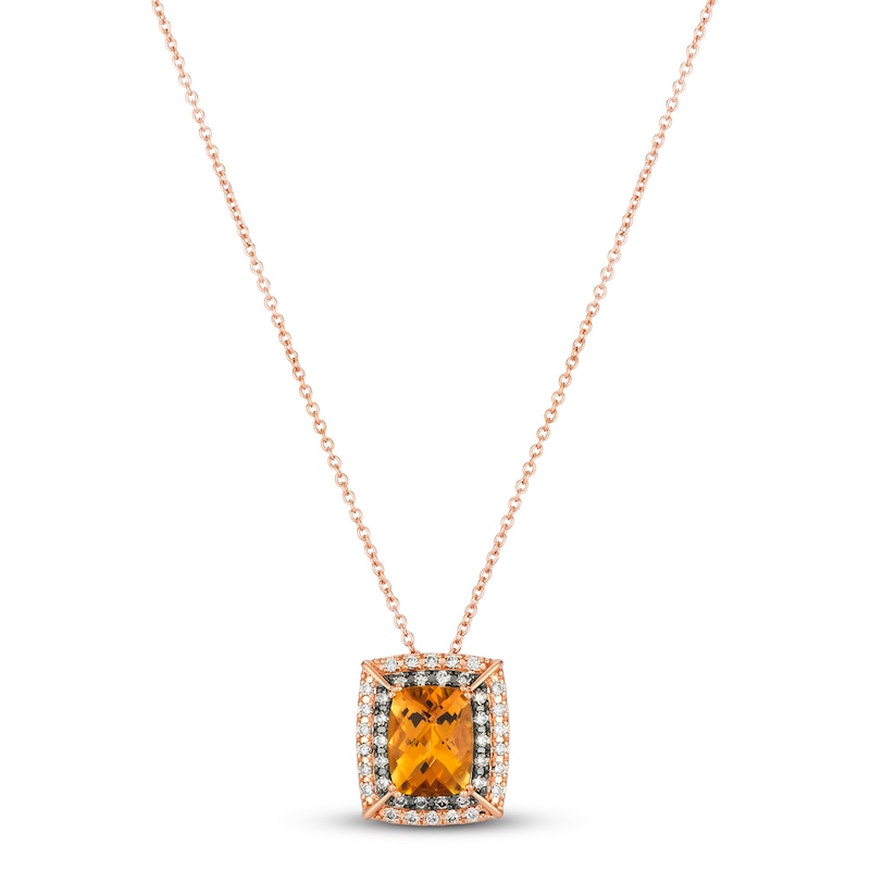 Le Vian Citrine Necklace 1/3 ct tw Diamonds Strawberry Gold Plated 18"
