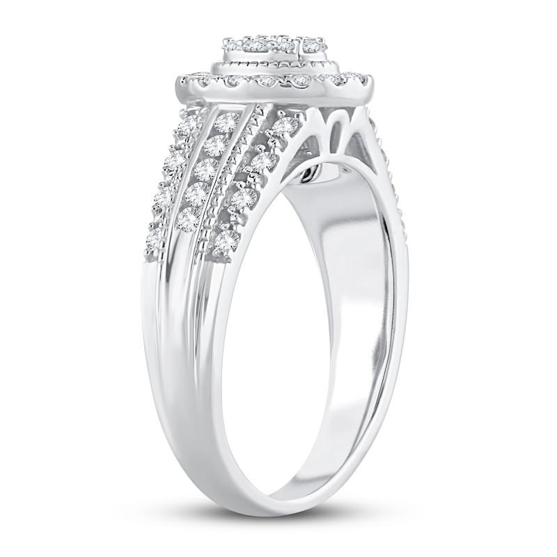 Multi-Stone Diamond Engagement Ring 1/2 ct tw Round-cut White Gold Plated