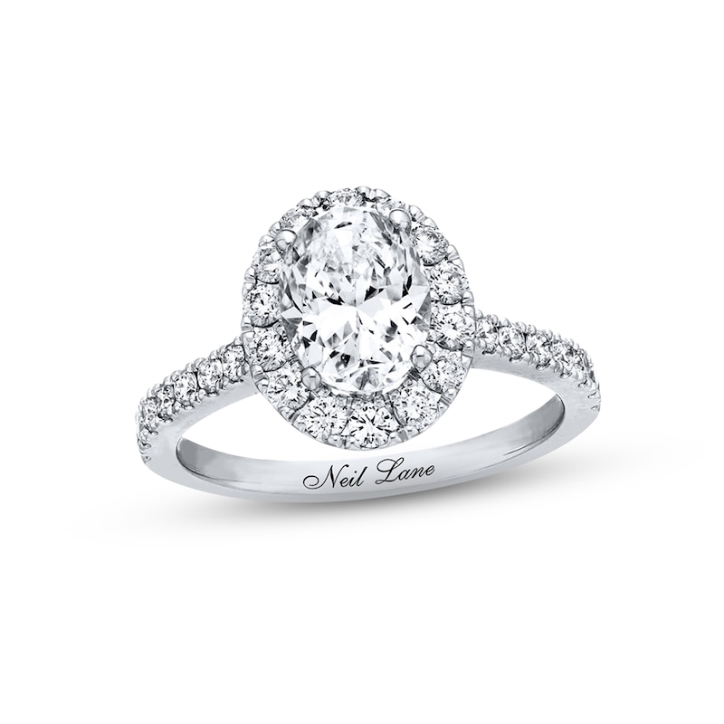 Neil Lane Diamond Engagement Ring 2-1/8 ct tw Oval & Round-cut White Gold Plated