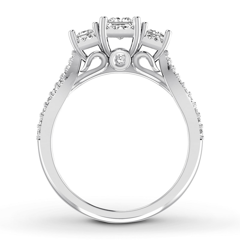 Diamond Engagement Ring 1 ct tw Princess/Round White Gold Plated