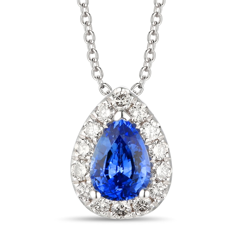 Le Vian Diamond & Ceylon Sapphire Necklace 1/5 ct tw Vanilla Gold Plated 18"