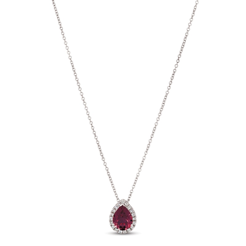 Le Vian Rhodolite & Diamond Necklace 1/8 ct tw Vanilla Gold Plated 18"