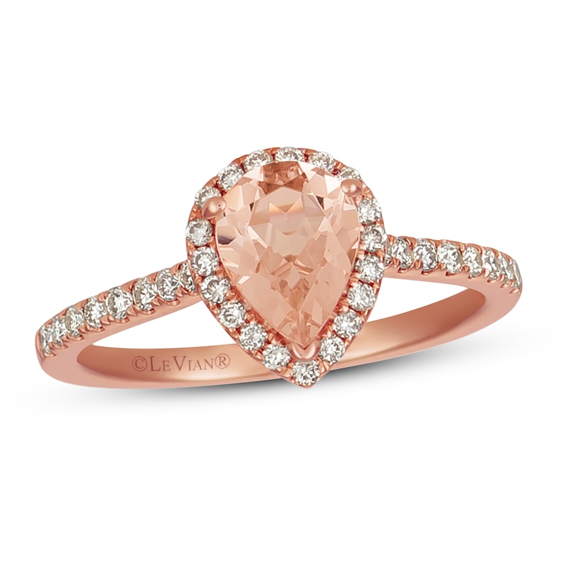 Le Vian Morganite Ring 1/3 ct tw Diamonds Strawberry Gold Plated