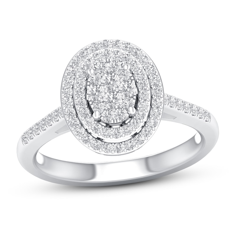 Diamond Engagement Ring 3/8 ct tw Round-cut White Gold Plated