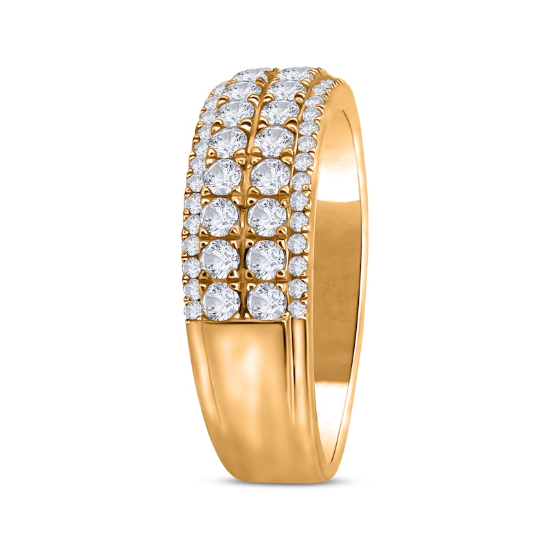 Round-Cut Diamond Four-Row Anniversary Band 3/4 ct tw Yellow Gold Plated