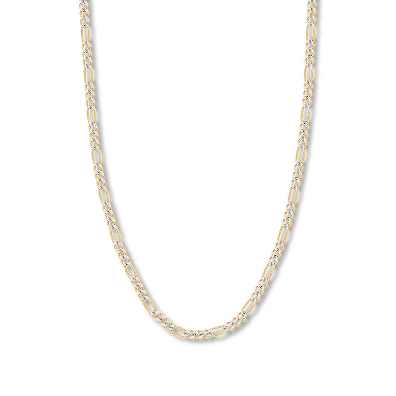 30" Solid Figaro Chain Necklace Two-Tone Gold Plated 5.8mm