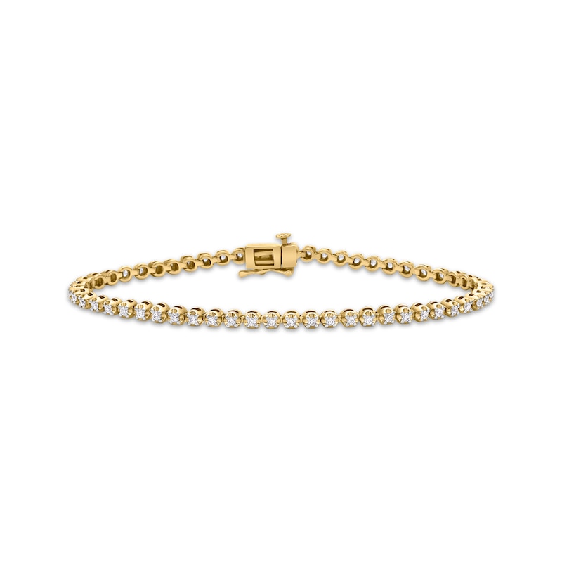 Diamond Tennis Bracelet 1 ct tw Round-cut Yellow Gold Plated 7"