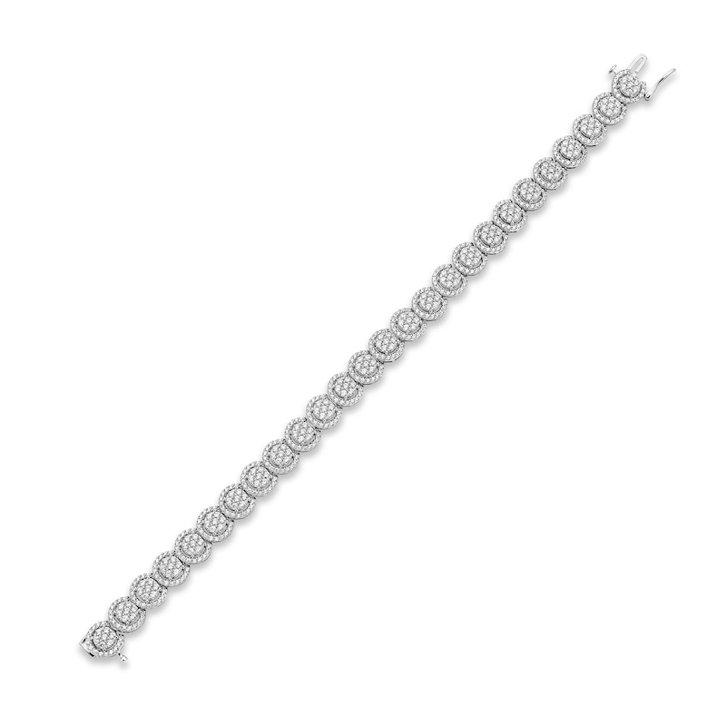 Diamond Overlapping Circle Link Bracelet 5 ct tw White Gold Plated 7"