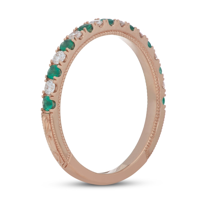 Neil Lane Emerald & Diamond Anniversary Ring 1/5 ct tw Rose Gold Plated