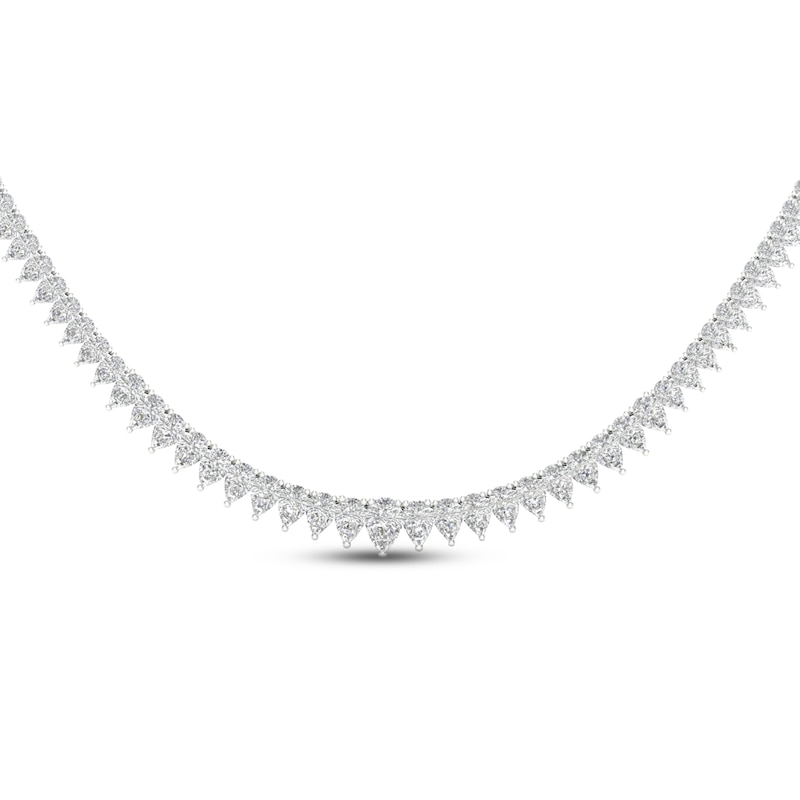 Diamond Riviera Necklace 10 ct tw Pear-Shaped White Gold Plated 18"