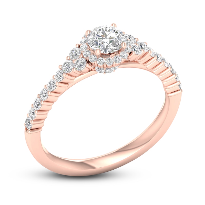 Diamond Engagement Ring 3/4 ct tw Round-cut Rose Gold Plated