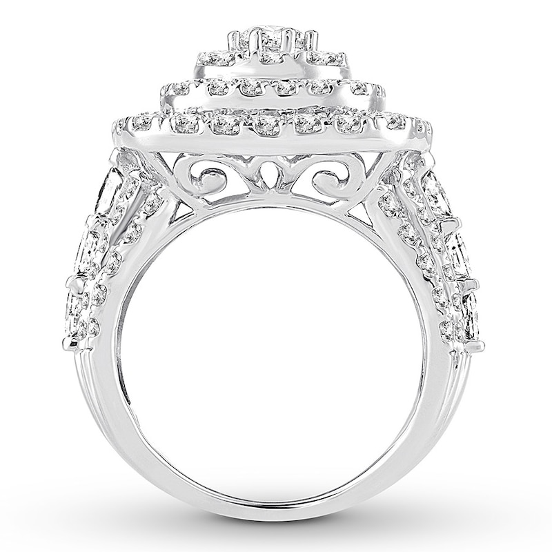 Diamond Engagement Ring 4 ct tw Round & Princess White Gold Plated