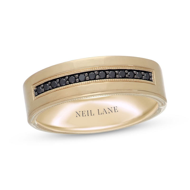 Neil Lane Men's Black Diamond Wedding Band 1/6 ct tw Yellow Gold Plated
