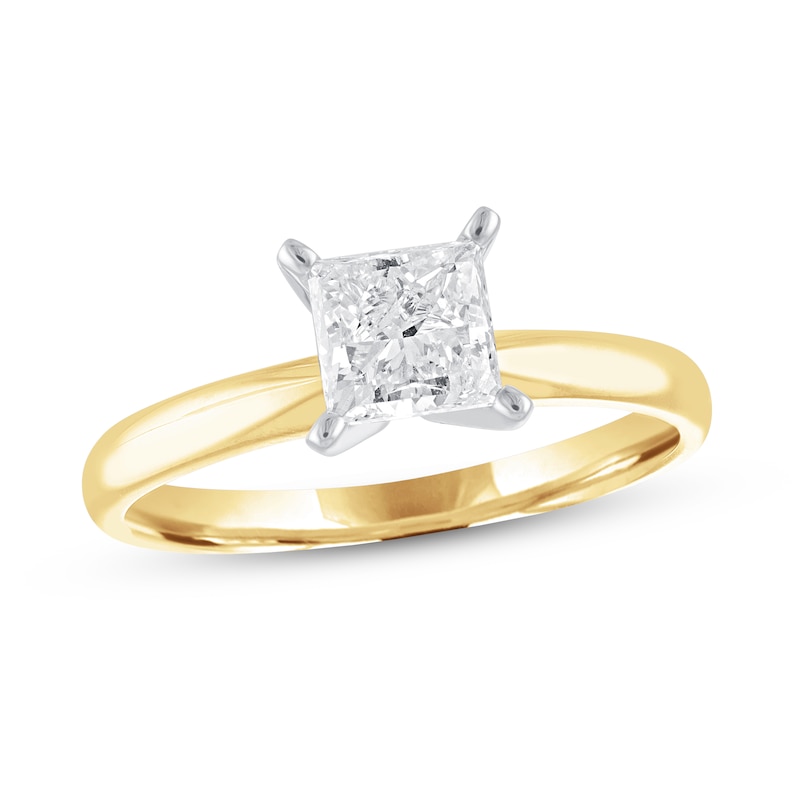 Diamond Solitaire Engagement Ring 1 ct tw Princess-cut Yellow Gold Plated