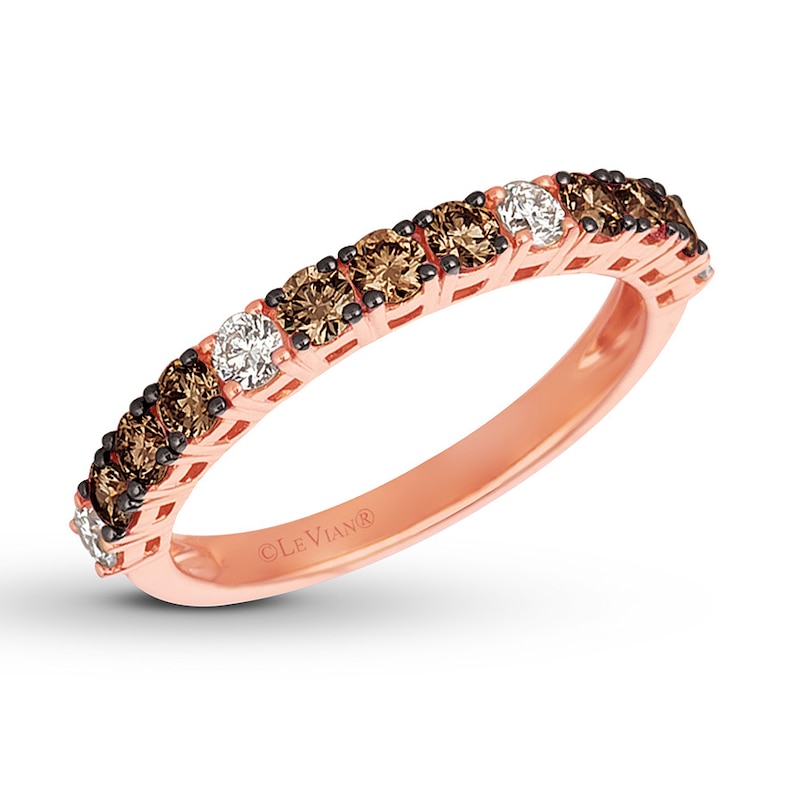 Le Vian Chocolate Diamond Ring 3/4 ct tw Strawberry Gold Plated