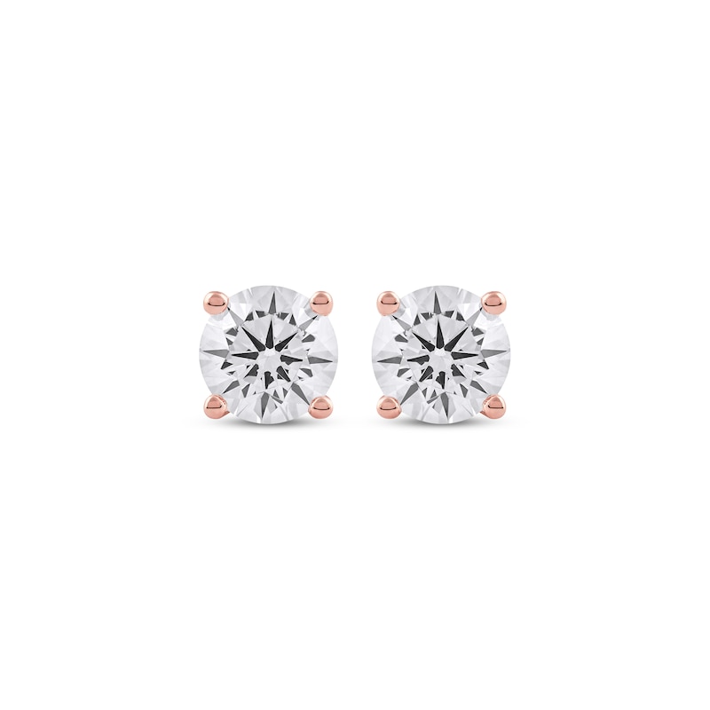 Lab-Created Diamonds by Round-Cut Solitaire Stud Earrings 1-1/2 ct tw Rose Gold Plated