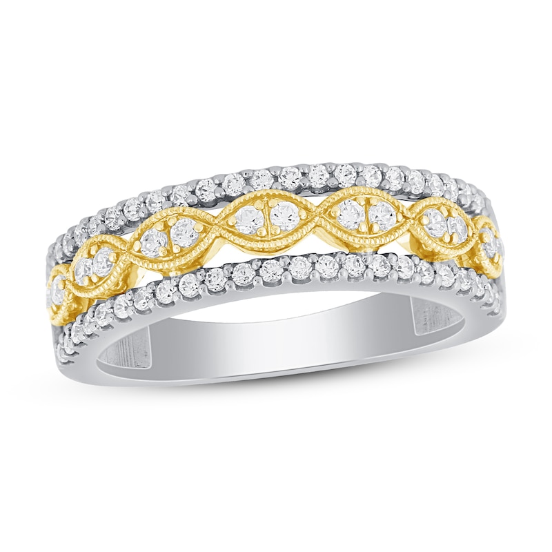 Diamond Anniversary Ring 1/2 ct tw Round-cut Two-Tone Gold Plated