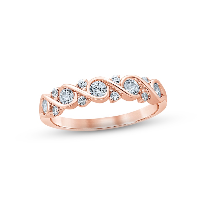 Diamond Anniversary Ring 1/2 ct tw Round-cut Rose Gold Plated