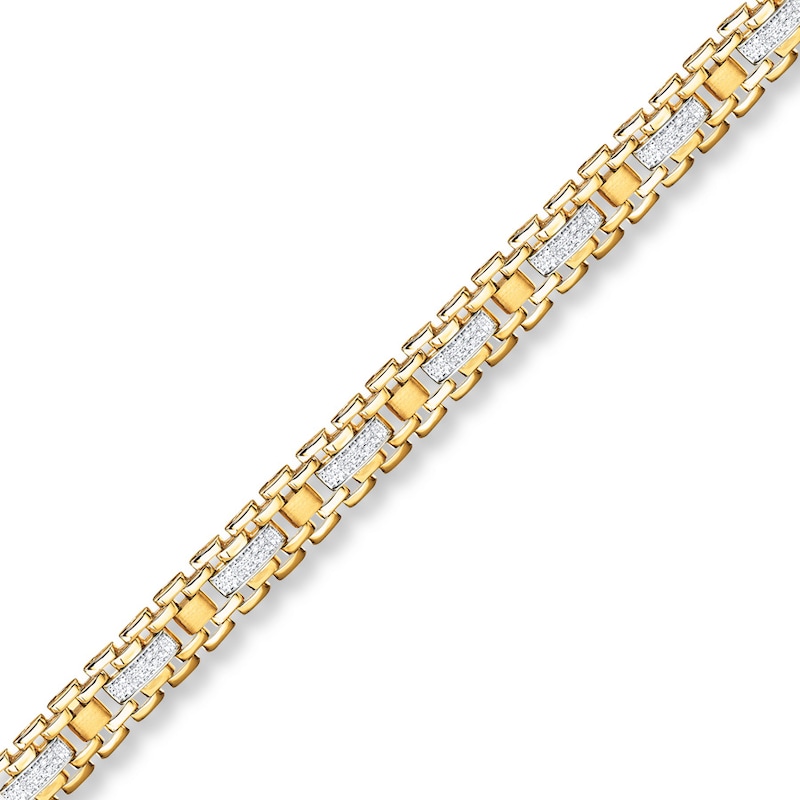 Men's Bracelet 3/4 ct tw Diamonds Yellow Gold Plated 8.25"