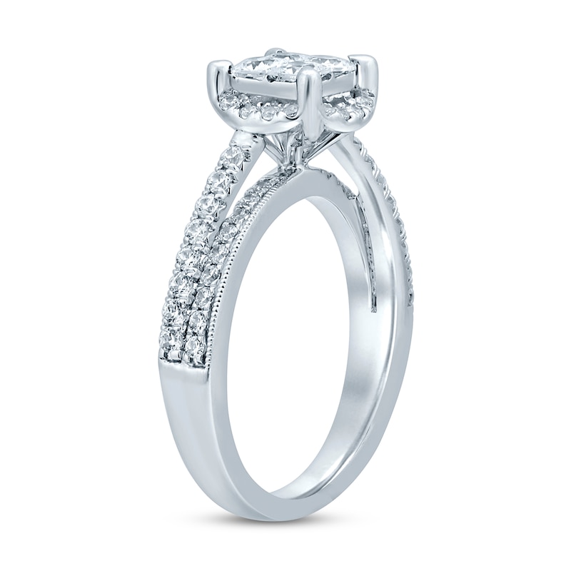 Diamond Engagement Ring 1 ct tw Princess & Round White Gold Plated