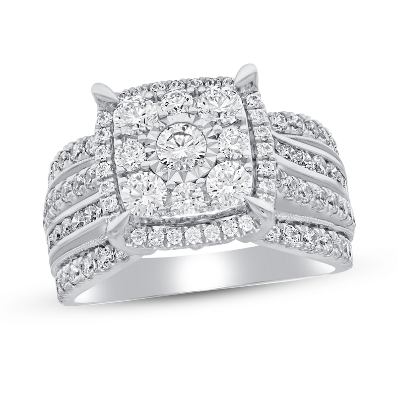 Diamond Engagement Ring 2 ct tw Round-cut White Gold Plated
