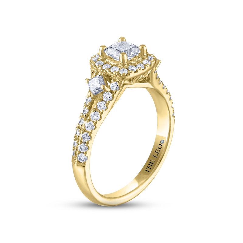 THE LEO Diamond Engagement Ring 1-1/8 ct tw Princess & Round-cut Yellow Gold Plated