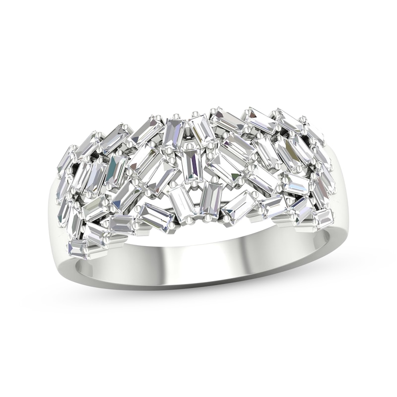 Baguette-Cut Diamond Anniversary Band 3/4 ct tw White Gold Plated