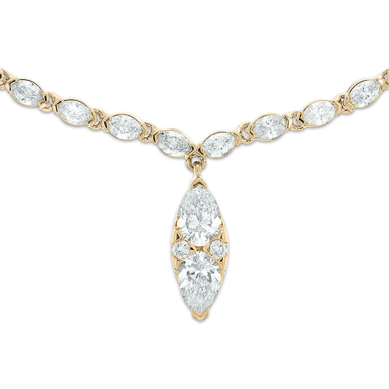 Pear, Marquise & Round-Cut Diamond Drop Choker Necklace 3 ct tw Yellow Gold Plated 18"